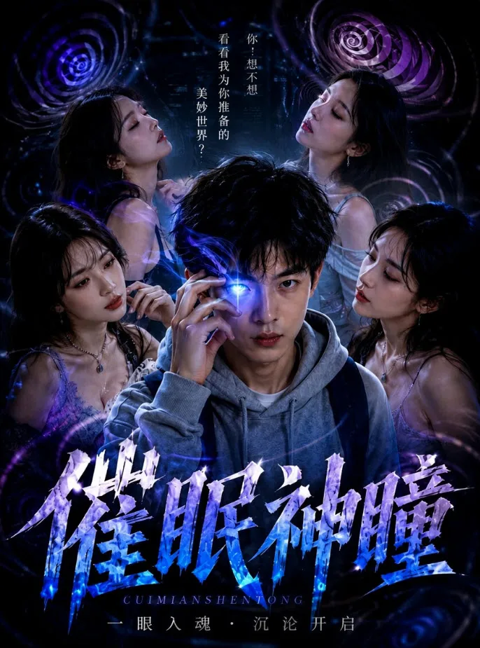 麻豆短剧悬疑异能短剧《催眠神瞳》封面，烧脑推理题材